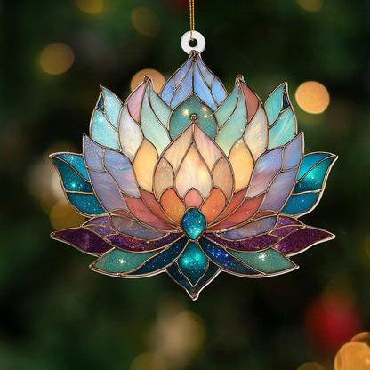 Lotus Stained Glass Acrylic Ornament – Colorful Lotus Flower Suncatcher for Windows, Christmas 2025 Ornament, Holiday & Spiritual Home Décor, Unique Handmade Gift(Sun-24)