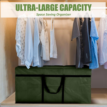 4 Pcs 96 Gallon Large Moving Bags with Zipper and Handles Foldable Storage Duffle Bags Heavy Duty Extra Large Totes for College Dorm Travel Clothes Blankets Bedding Moving (Green)