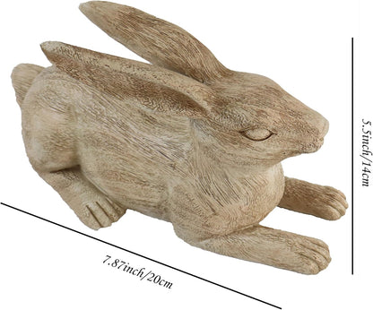 Hymmah Rabbit Statue Sculpture Home Decor Rustic Home Decorations for Living Room, Boho Resin Animal Collectible Figurines for Indoor Decor
