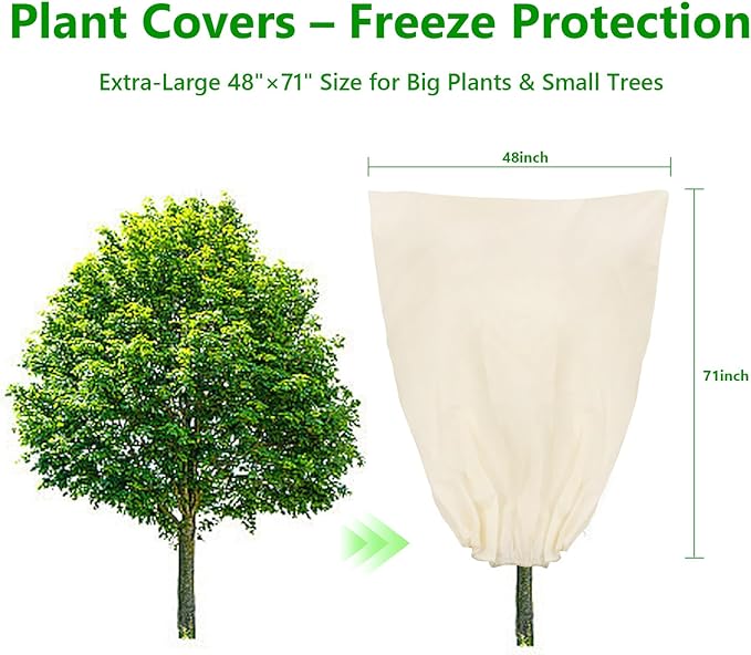 Plant Covers Freeze Protection, 4 Pack Round Frost Blankets for Outdoor Plants (71"x48") – Winter Plant Covers, 2.4oz/yd² Frost Cloth Plant Protection for Trees, Shrubs & Potted Plants