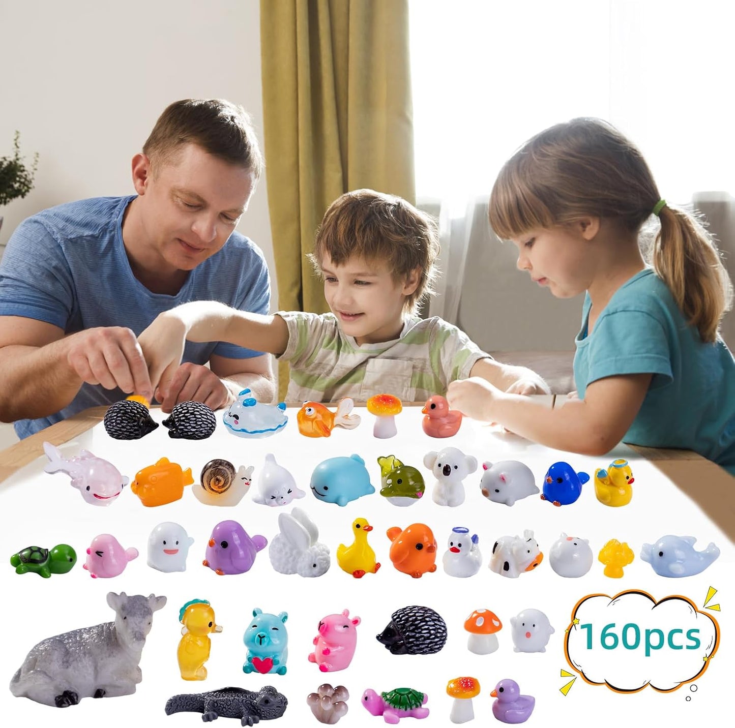 160 Styles Mini Resin Animals 160pcs Variety Tiny Animals Figures Miniature Little Small Figurines Bulk for Micro Fairy Garden Landscape Accessories Hide Decor Aquarium