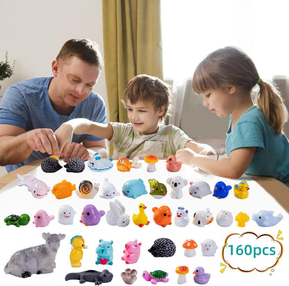 160 Styles Mini Resin Animals 160pcs Variety Tiny Animals Figures Miniature Little Small Figurines Bulk for Micro Fairy Garden Landscape Accessories Hide Decor Aquarium