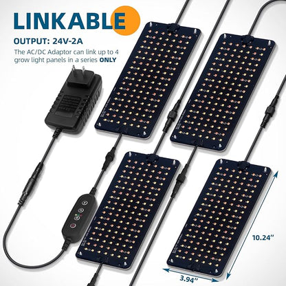 Barrina Grow Lights Panel for Indoor Plants, 40W (4 x 10W), Full Spectrum, Ultra-Thin, with 3/6/12H Auto On/Off Timer, 8 Dimmable Levels, 3 Spectrum Modes, for Greenhouse, Seedlings, 4-Pack
