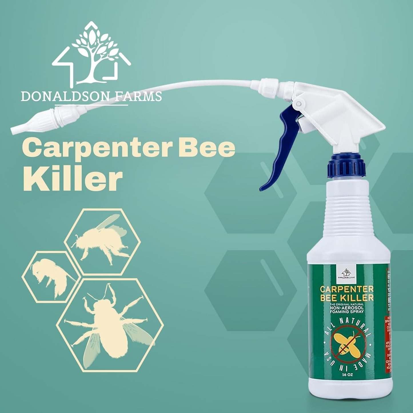 All-Natural Foaming Bee Spray Killer Outdoor - Carpenter Insect Bee Spray Killer - Reliable Defense for All Kinds of Insects, 16 oz