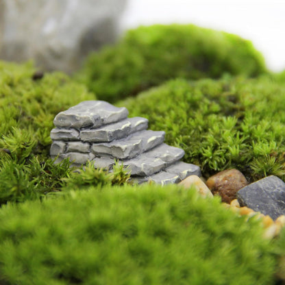 1Pc Gray Outdoor Miniature Resin Bridge Stair Stone Straight Bridge Stairs Stone Steps Garden Fairy Ornament Flower Pot Plant Micro Landscaping Decor Bonsai Craft Straight Stairs Statues Décor
