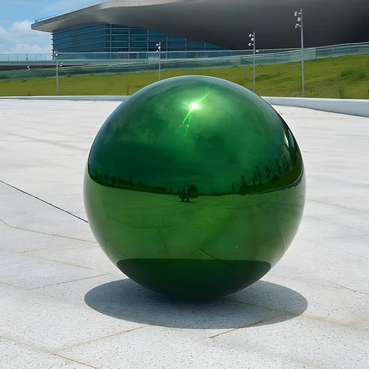 Stainless Steel Gazing Globe Mirror Ball, Decorative Gazing Balls for Garden, Reflective Smooth Garden Ball Sphere for Outdoor Yard Decoration (Green, Dia: 6 inch)