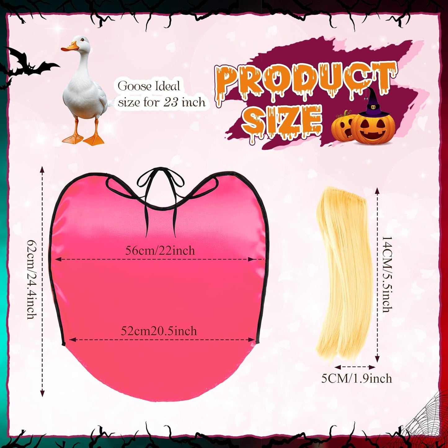 Vinsot Halloween Outdoor Porch Geese Outfit, 23" Patio Yard Porch Desk Goose Coat, Lawn Goose Accessories(Pink,Velvet)