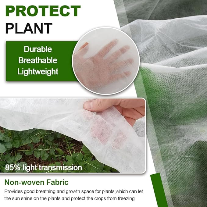 Plant Covers Freeze Protection 6.5 x 16.4 FT 1.2oz/yd² Frost Blankets for Outdoor Plants, Winter Tree Protection Cloth, Garden Frost & Heat Shield Floating Row Cover