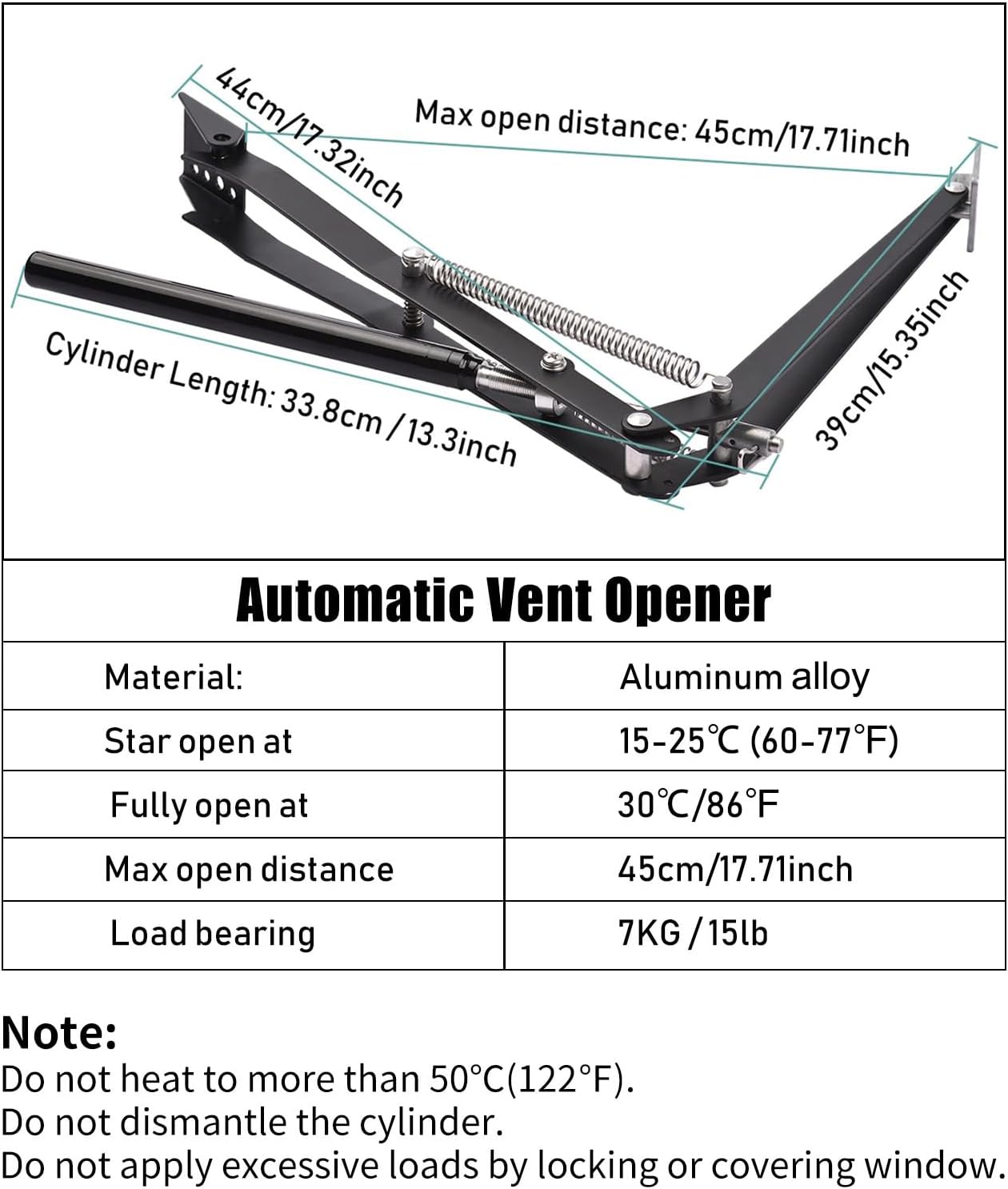 2X Auto Vent Opener Solar Automatic Window Opener for Greenhouse Heat Sensitive Roof Vent Opener Auto Vent Kit Gardening Tools Greenhouse Accessories Hothouse Roof Vent Kit (Dual Spring Up to 30lbs)
