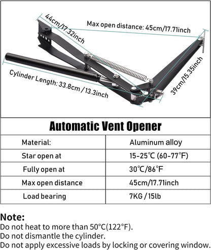2X Auto Vent Opener Solar Automatic Window Opener for Greenhouse Heat Sensitive Roof Vent Opener Auto Vent Kit Gardening Tools Greenhouse Accessories Hothouse Roof Vent Kit (Dual Spring Up to 30lbs)