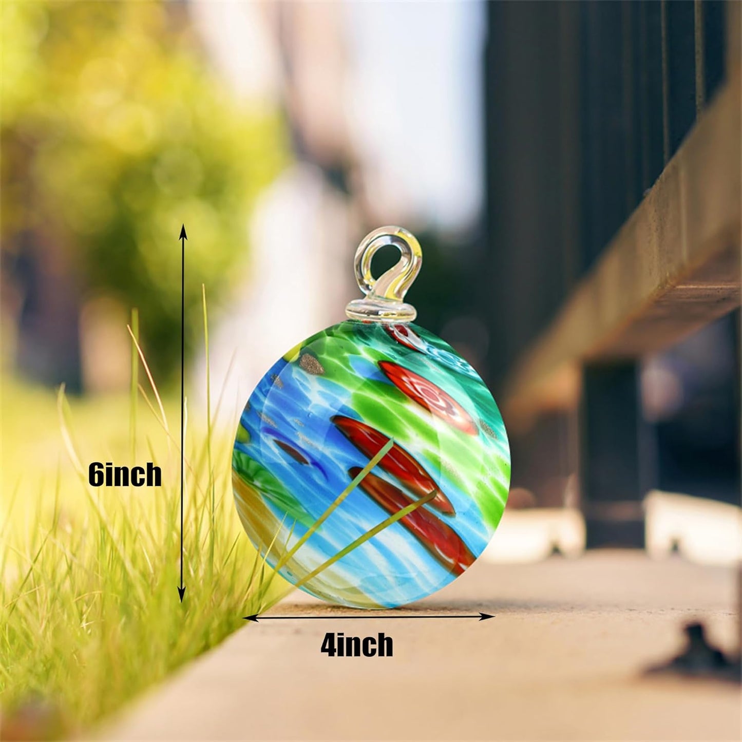 QFkris 4" Blown Glass Christmas Ornaments Ball for Christmas Tree, Hand Blown Glass Ornaments, Gazing Balls Witch Balls Friendship Ball