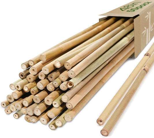 Bamboo Stakes, 50 Pack Bamboo Stakes 4ft, Natural Garden Stakes for Tomatoes and Climbing Plant