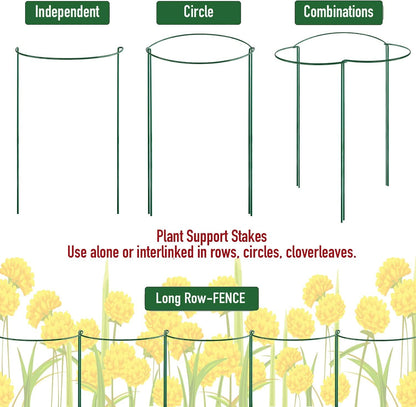 8 Pack Snake Plant Support Stakes - Rust-Proof Half Round Peony Stakes and Supports - Ideal for Hydrangeas, Dahlias, ZZ, and More - Indoor and Outdoor Potted Plant Support and Stakes