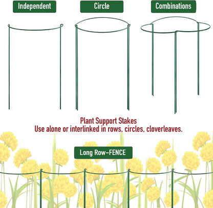 Snake Plant Support Stake - Half Round Peony Stake and Support, Hydrangea Support Cage Ring Stabilizer, Plant Supports for Potted Indoor Plants (4 Pack, 14x8Inch)