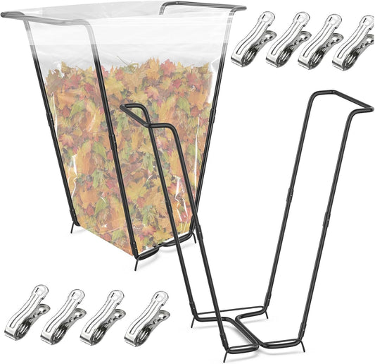 2PCS Outdoor Trash Bag Holder Metal Garden Trash Bag Holder for Yard Waste Stand Holds 30-45
