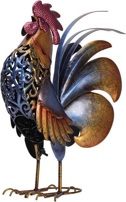 Rooster Garden Statues,Vintage Chicken Statue for Outdoor Decor, Regal Mighty Metal Rooster,Perfect Handmade Gift for Housewarming, Frinds, Garden Lover