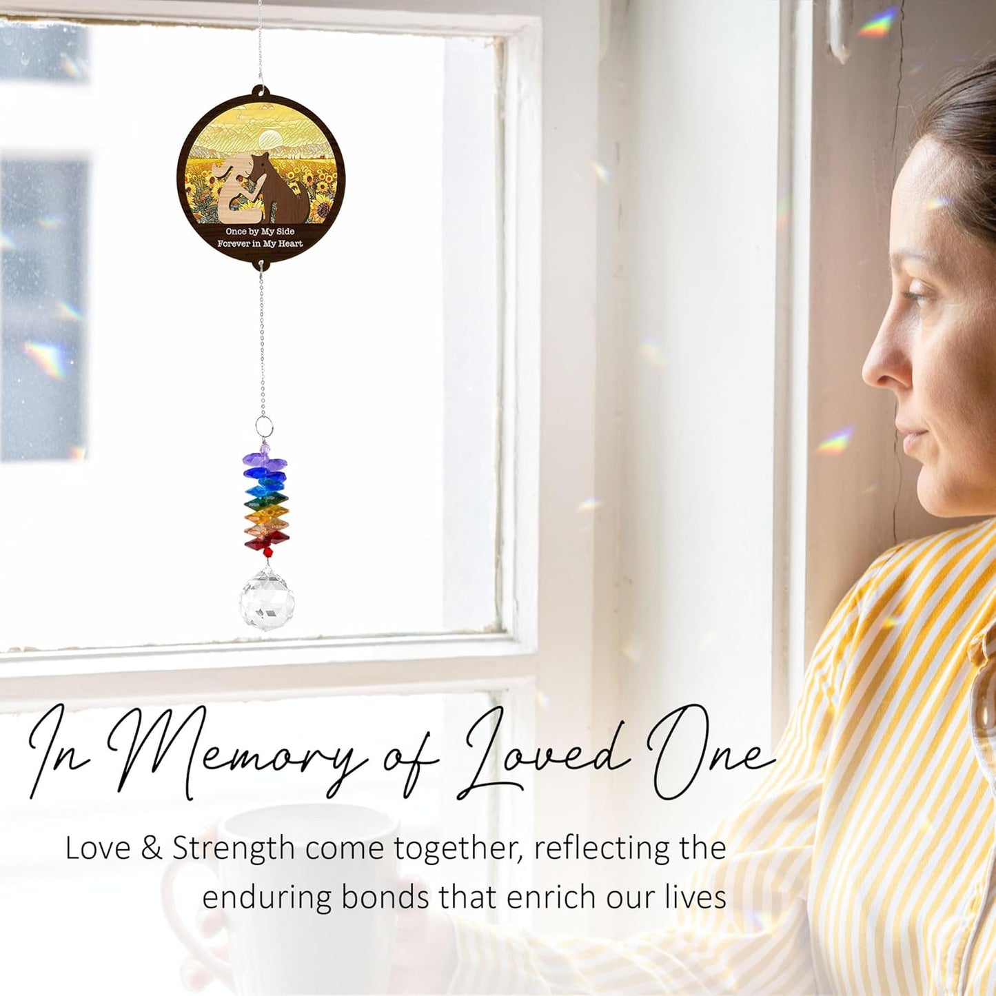 2 Layered Ornament Suncatcher Birthday Gifts for Dog Lover - Pet Memorial Suncatcher - Dogs Sympathy Hanging Ornament - Pet Sympathy - Thoughtful Remembrance - Rainbow Maker