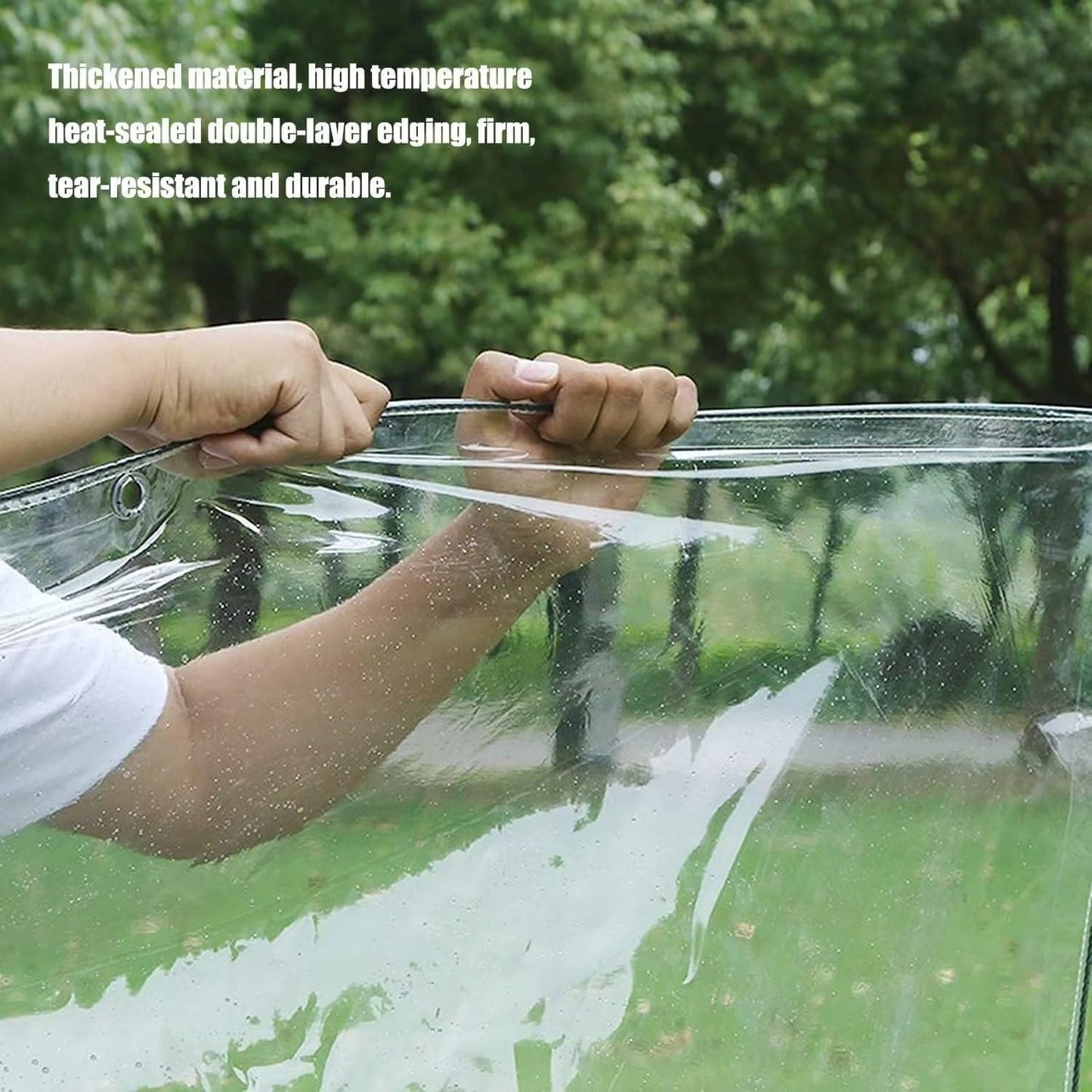 8' x 12' Clear Vinyl Tarp, PVC 14 Mil Tarpaulin, Clear Tarps with Grommets, Duty Heavy Tear Resistant Cover for Camping, Plants Greenhouse, Cars, Patio and Pavilion