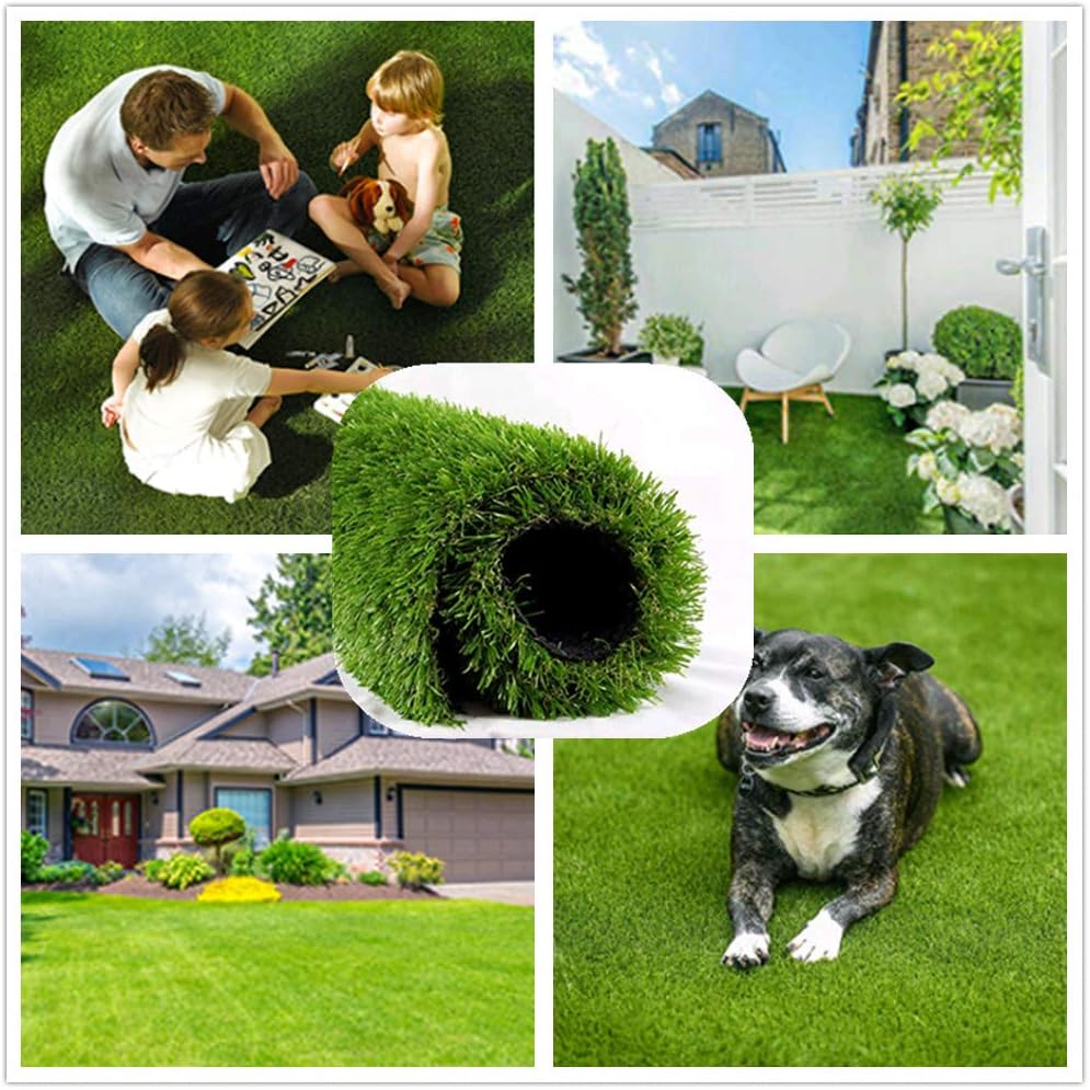Artificial Grass Turf 11FTX63FT, 1.38" Pile Height Realistic Synthetic Grass, Indoor Outdoor Pet Faux Grass Astro Rug Carpet for Garden Backyard Patio Balcony