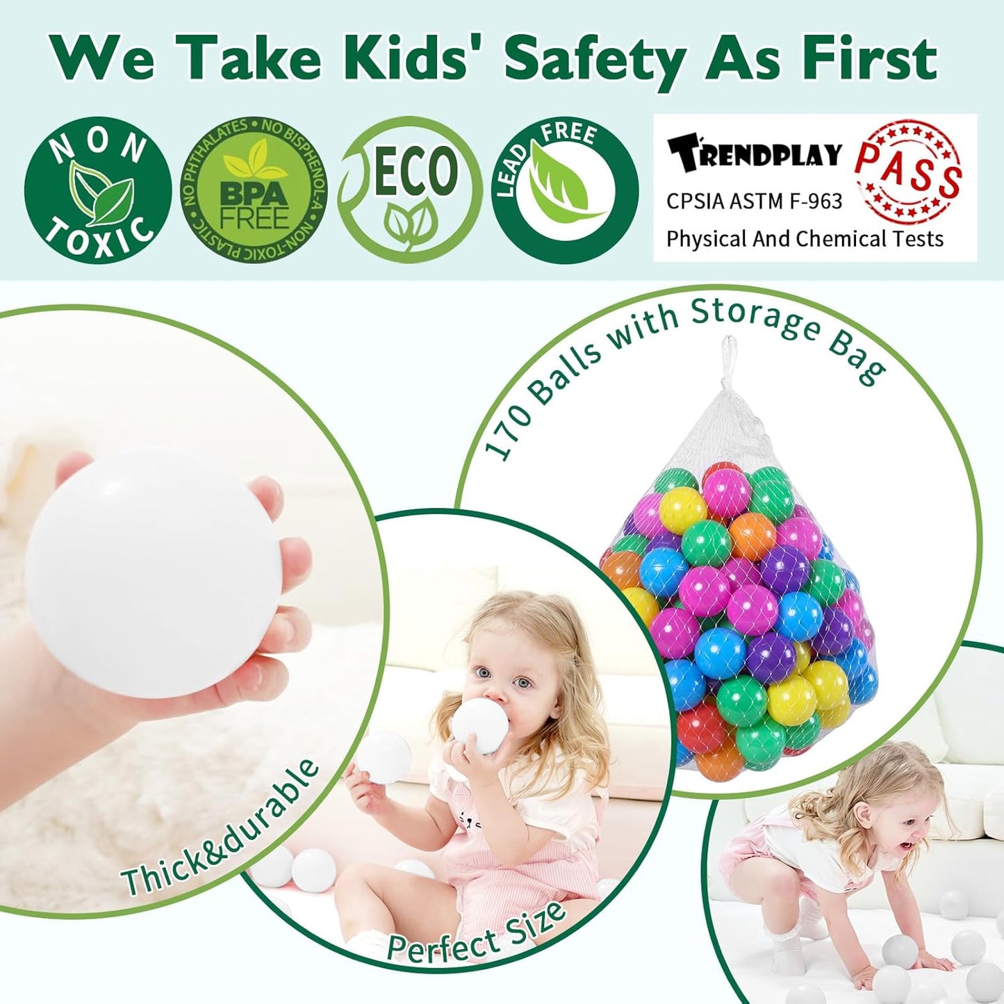 TRENDPLAY Plastic Balls for Ball Pits - Hollow Balls- Safe and Exciting Playtime - Perfect for Baby Pools, Birthday Party Decoration