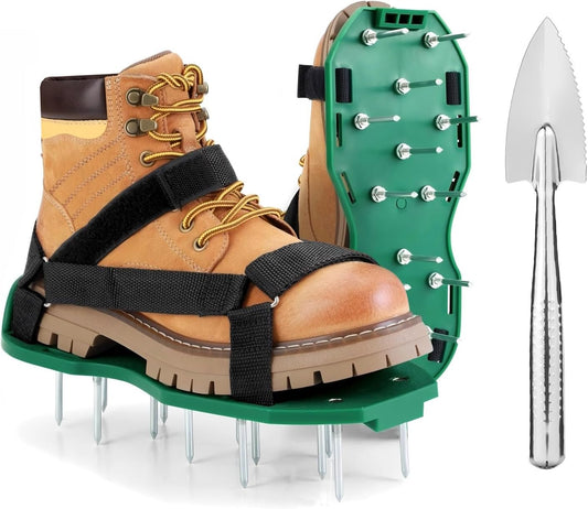 Heavy Strap Garden Aerate Spike Shoes Upgrades Lawn Aerator Shoe Tools Yard Aeration Shoes for Grass Soil Aerating Spikes (Standard Style)