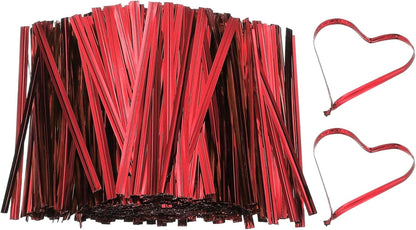 PATIKIL Bag Twist Ties 3 Inch, 800 Pcs Metallic Bread Ties for Treat Plastic Bags Gift Wrapping Candy Coffee Bag Plant Party Cake Favor, Red