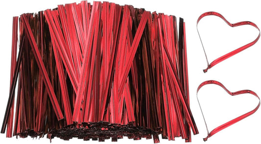 PATIKIL Bag Twist Ties 3 Inch, 800 Pcs Metallic Bread Ties for Treat Plastic Bags Gift Wrapping Candy Coffee Bag Plant Party Cake Favor, Red