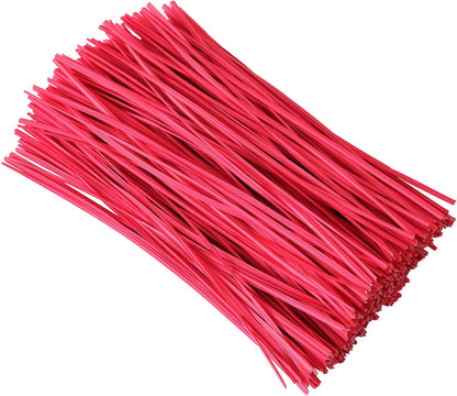 Tangyinrd 300 pcs 5 inch Red Plastic Twist Ties, Cable Ties, for Bags, Gardening Tools