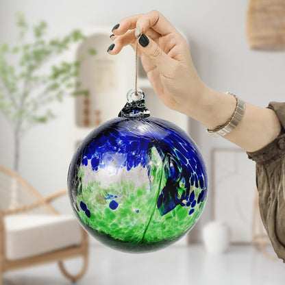 Kesywale 7 x 6 Inch Garden Hanging Gazing Ball Decorative Witch Ball Indoor Outdoor Ornament Home Décor (6", Blue-Green)