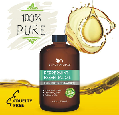 Peppermint Essential Oil - Huge 4 FL OZ - 100% Pure & Natural – Premium Natural Oil with Glass Dropper (Peppermint Oil)