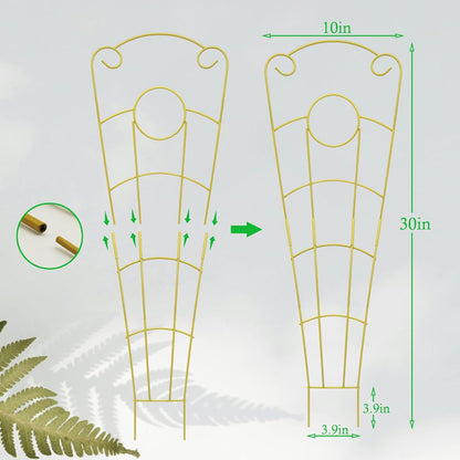 30 Inch Plant Trellis Indoor for Potted Plants 4 Pack Indoor Plant Trellis for Climbing Plants Stackable Houseplant Trellis Metal Garden Pot Trellis for Vine Ivy Support (4Pcs 30inch Gold)