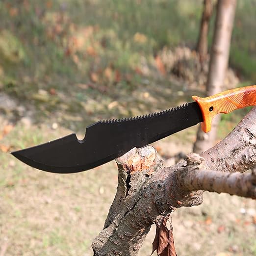 Olympia Tools Gardening Machete Knife with Nylon Sheath, Stainless Steel Blade, Ergonomic Handle, Ideal for Bushcraft, Chopping, Sawing, Camping, Hiking and Outdoor, Black