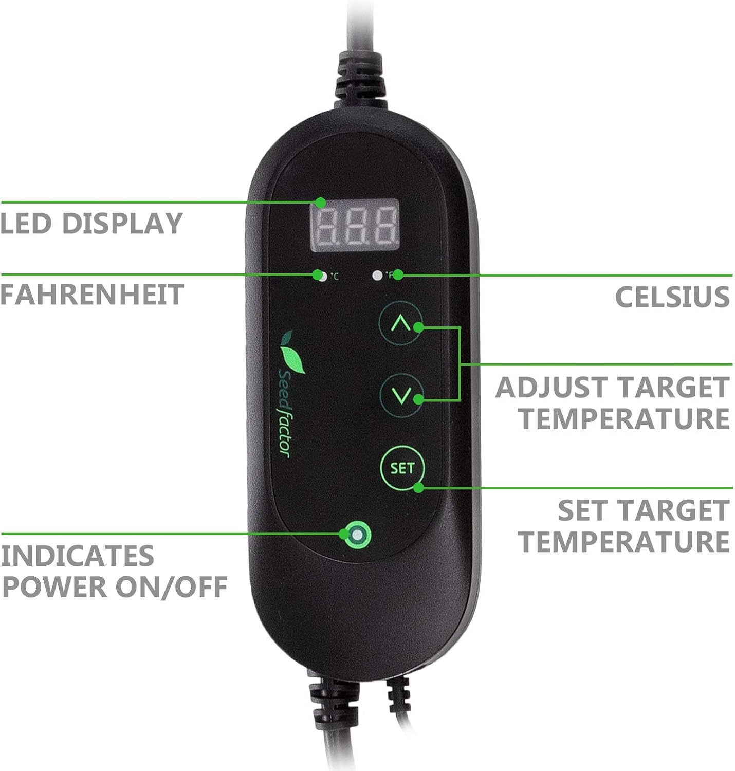 Seedfactor MET Certified Seedling Heat Mat with 50℉~108℉ Digital Thermostat Controller for Seed Germination (20" x 20")