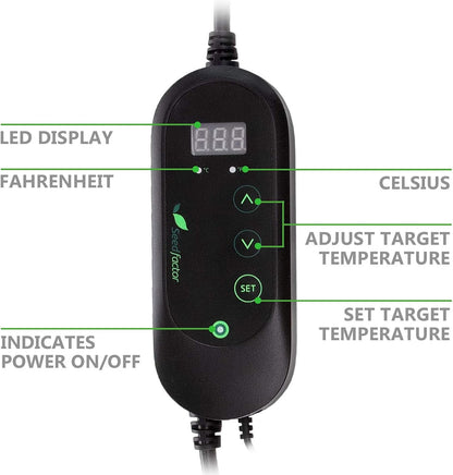 Seedfactor MET Certified Seedling Heat Mat with 50℉~108℉ Digital Thermostat Controller for Seed Germination (10" x 20")