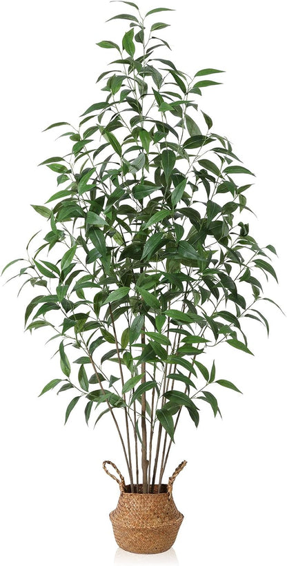 Artificial Eucalyptus Tree,6Ft Tree Fake Plant in Pot for Home and Office Decor,Potted Faux Plants Tall Artificial Trees for Indoor, Outdoor