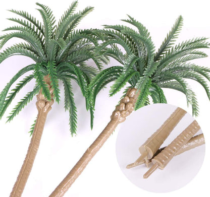 15 Pack Miniature Palm Trees for Diorama Decor - Tropical Coconut Model Trees with Bendable Trunks (4-6.3 Inches) - Cake Toppers, Train Layout Scenery & Architectural Sandbox Decorations