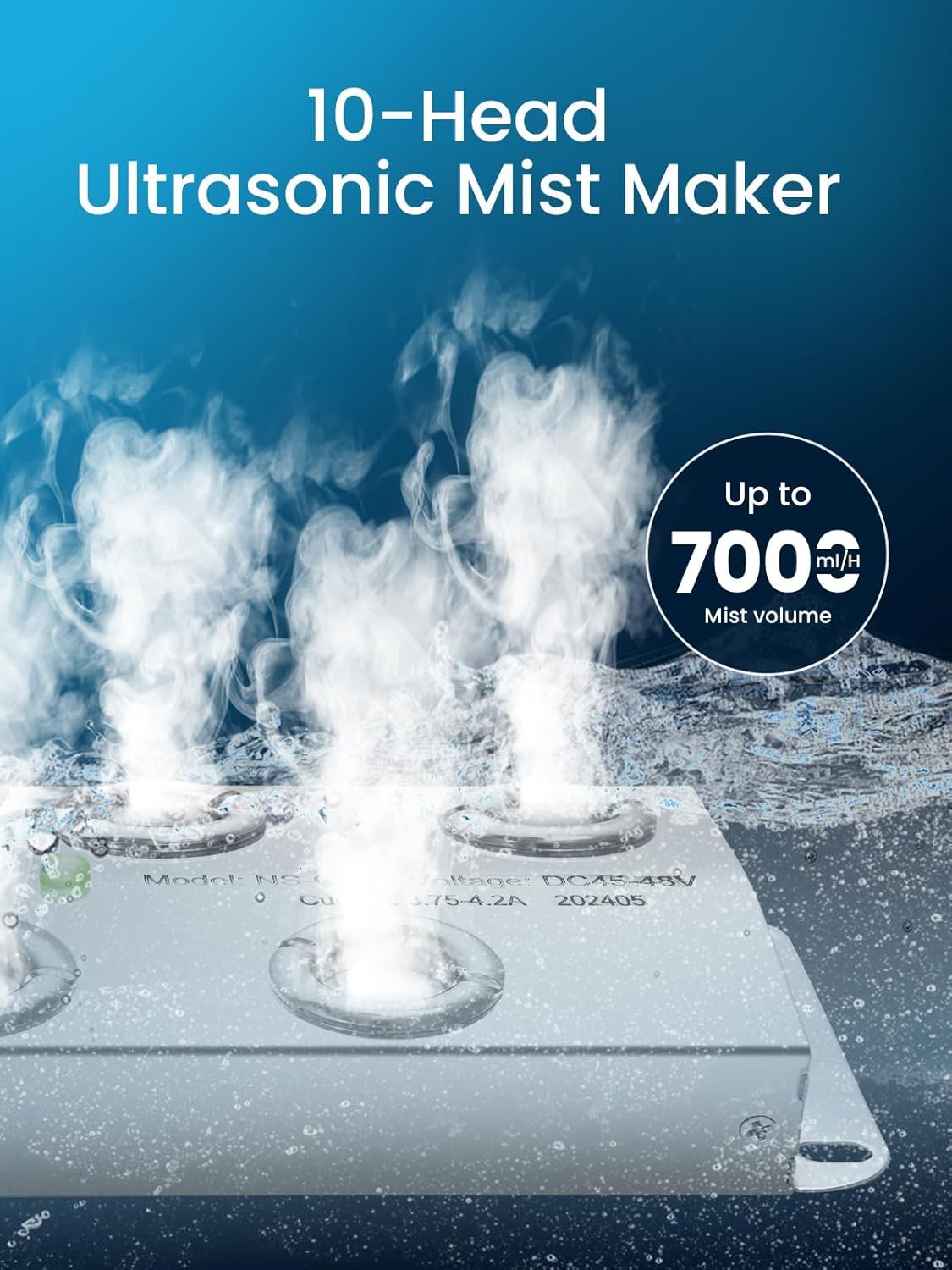 Ultrasonic Fogger, 12 Head Ultrasonic Mist Maker, 9000ml/H 400W Pond Fogger with Buoy, IP67 Waterproof Power Supply for Pond, Garden, Lawn, Rockery, Greenhouse, Halloween Decoration