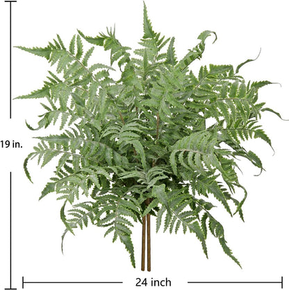 Fake Plants Stem Artificial Boston Fern 19" Green Fake Greenery Branches 2 Pcs UV Resistant Faux Plant Bushes for Home Indoor Outdoor Garden Wedding Bouquet Table Decor