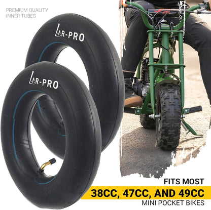 (2-Pack) Replacement Front or Rear Inner Tubes for 90/65-6.5” and 110/50-6.5” Mini Pocket Bike Tires - Fits Most 38cc, 47cc, and 49cc Mini Pocket Bikes - Compatible with MTA1/MTA2, GP-RSR, and More