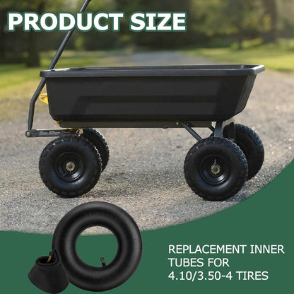 4.10/3.50-4 Inner Tube with Bent Valve Stem (2-Pack) - Heavy Duty Replacement Tire Tubes for Wheelbarrows, Mowers, Hand Trucks, Yard Trailers