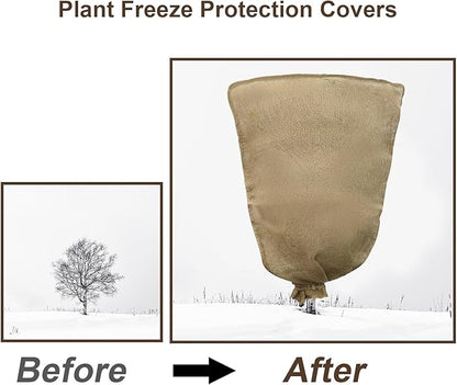 1PCS 45.3 X 70.9Inch Winter Burlap Plant Cover Bag, Large Burlap Bags with Drawstring Reusable Plant Covers,Frost Cloth Cold Freeze Protection Cover Bags Tree Freeze Blanket for Outdoor Plants