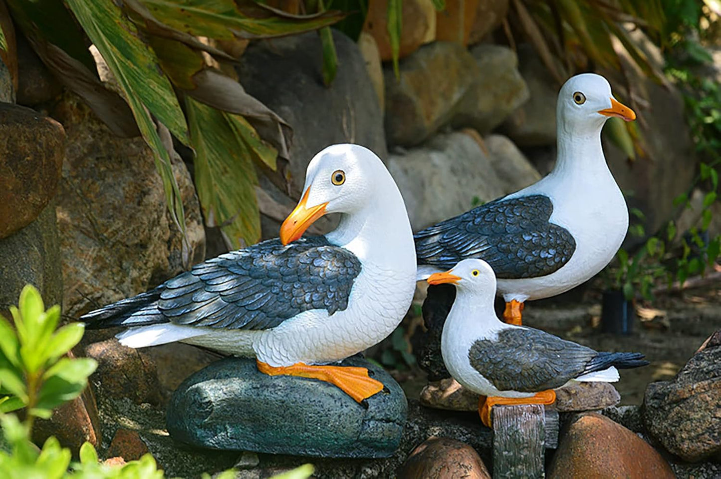 Real Seagull Outdoor Statue,Garden Bird Sculpture,Beach Statue Decor,Resin Animal Seabird Ornaments,Coastal Beach Decor for Outdoor Table Decor for Garden,Terrace,Lawn,Yard