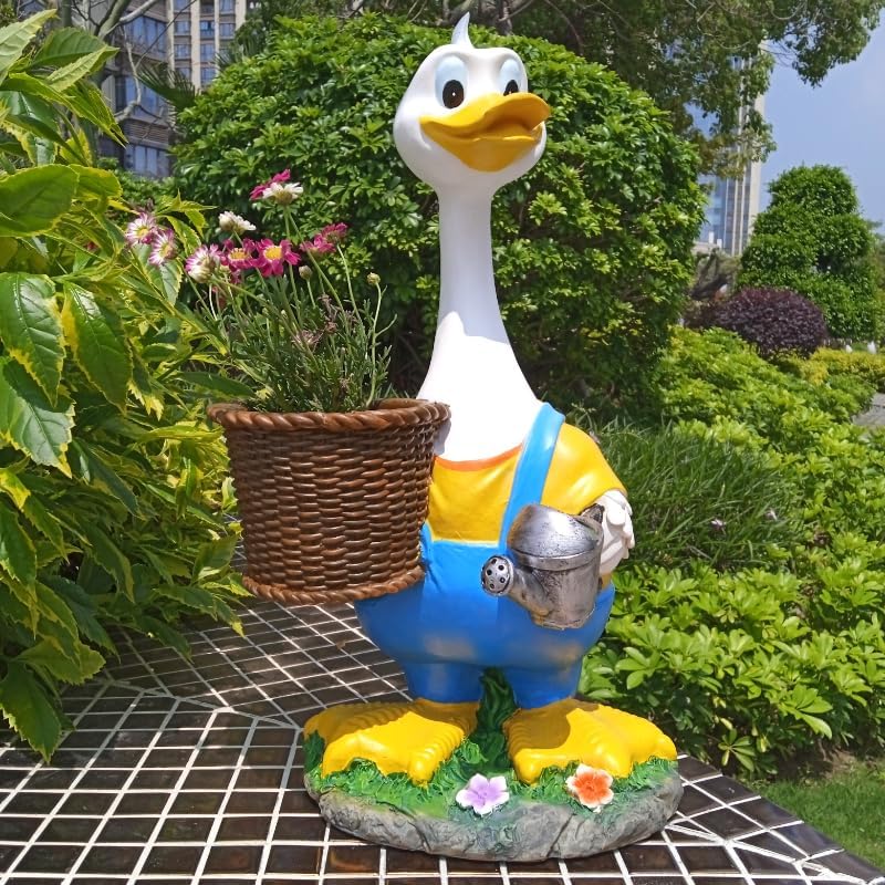 Couple Duck Garden Statue Duck Succulent Plant Flower Pot Goose Flower Pot Sculpture Indoor and Outdoor Art Decoration Courtyard Terrace Balcony Living Room Office Decoration Festival Gifts