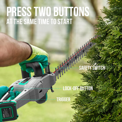 Litheli 20V Cordless Hedge Trimmer 20 Inch, Power Hedge Trimmer for Bush & Shrub Cutting, Trimming, Pruning, with 2.0Ah Battery and Charger Included