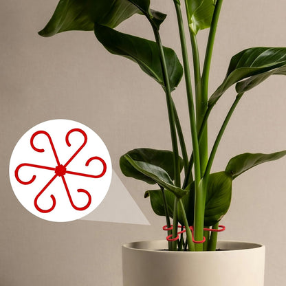 4PCS Plant Stem Support, 4 Sizes Climbing Houseplant Stem Holders, Plastic Reusable Flower Trellis Stem Hook Plant Care Growth Accessories for Flower Plants Indoor Outdoor- Red