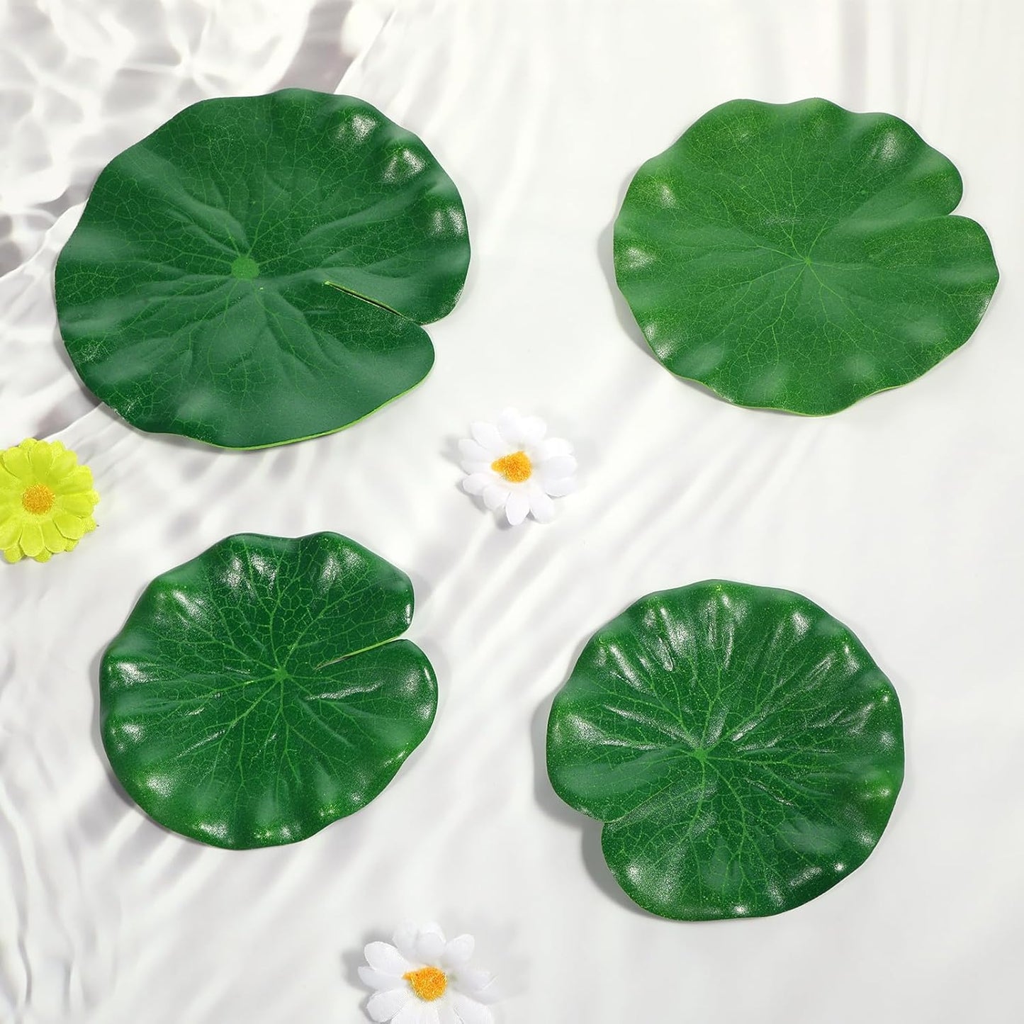 12Pcs Lily Pads for Ponds, Artificial Floating Foam Lotus Leaves Realistic Water Lily Pads Foliage Pond Decor for Pool Koi Fish Patio Aquarium Outdoor Ponds