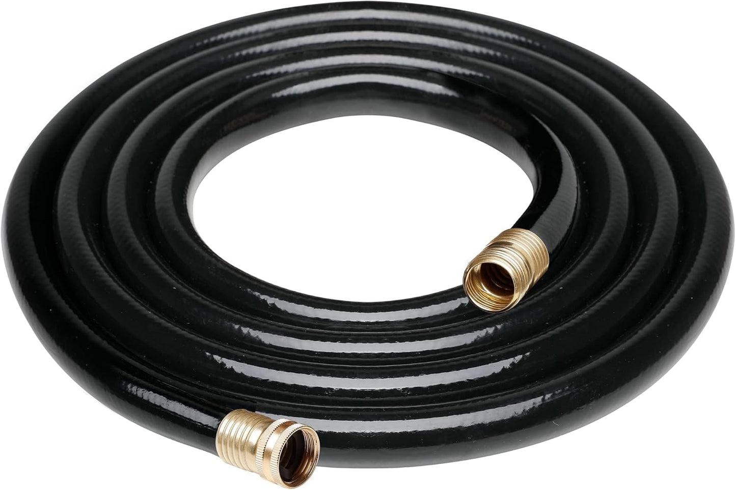 Worth Short Leader Black Garden Hose 5/8 in. x 15 ft. -Brass Aluminum Ends for Household & Yard Use -Medium Duty Durable Flexible Lightweight Water Pipe -Kink Free, No Leaking, Male/Female Fittings