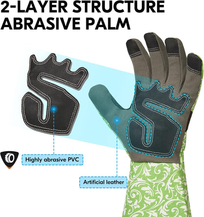 Vgo... 1 Pair Gardening Gloves Ladies,Safety Work Gloves,Long Sleeves Gauntlet,Puncture Proof,Touchscreen(Size L,Green,AL6608-FM)
