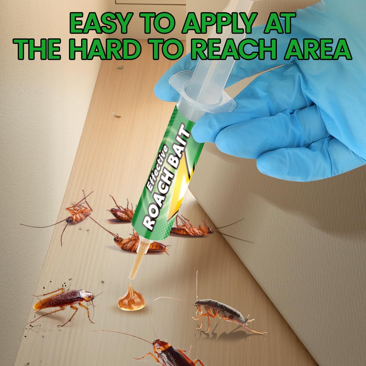 Roach Gel Bait 10 Pack - Fast-Acting Indoor Cockroach Infestation Killer Gel for Indoor Pest Control, Targets German American Oriental Roaches, Includes Gloves and Applicator
