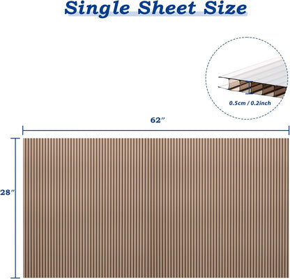 BPS 6Pcs 62'' (W) x 28'' (L) x 0.2'' Polycarbonate Panels, Waterproof UV Protected Reinforced Sheets, Outdoor Greenhouse and Gazebo Covering, Twin-Wall Bronze Sheets